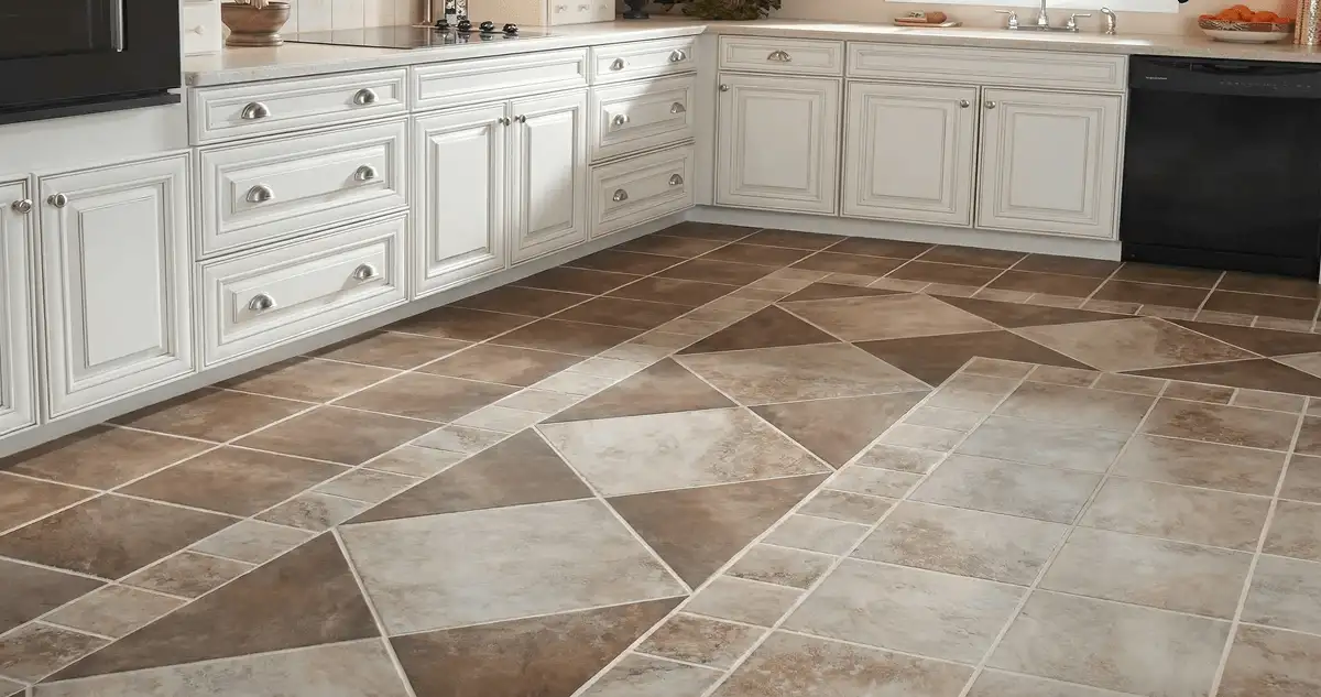 Kitchen with white cabinets and a professionally installed tile floor in Staten Island, NY